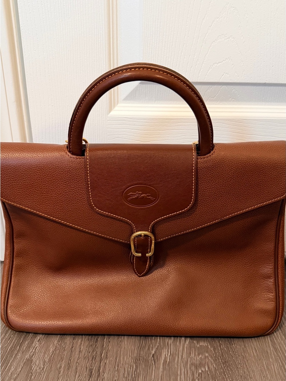 Weekend sale✨RareVintage Longchamp Cognac Leather Satchel/Top Handle Bag